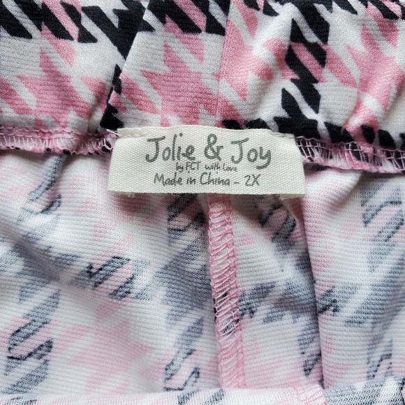 Jolie & Joy size 2x pink black plaid Houndstooth Mini Skort - Picture 2 of 10